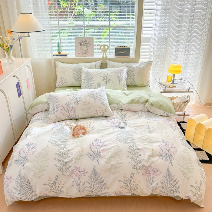 91家纺网 家纺一手货源 找家纺 清雅福 2024新款全棉13372小清新四件套和单品系列第四季 巴黎之恋