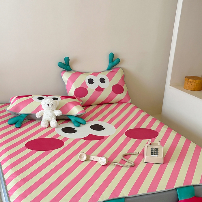 91家纺网 家纺一手货源 找家纺 昔可家纺 2024新款异形床笠款冰丝凉席 多巴胺鹿角