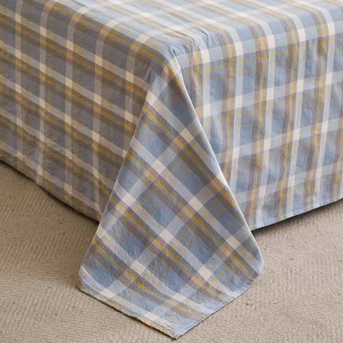 91家纺网 家纺一手货源 找家纺 雅萱家纺 2024新款雅萱-色织全棉水洗棉床单 床单-意境-兰星格