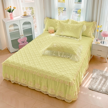 91家纺网 家纺一手货源 找家纺 （总）罗艺轩 2024新款公主风水洗棉夹棉单床裙-浪漫满屋床