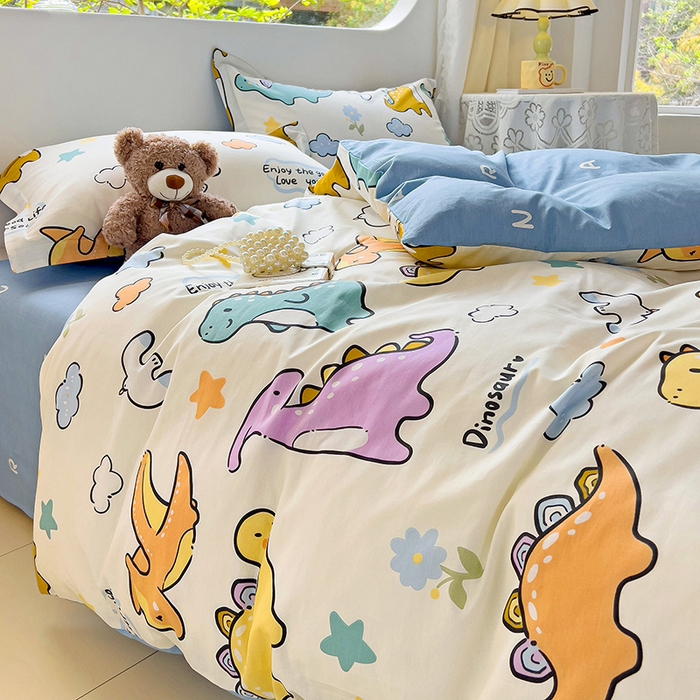 91家纺网 家纺一手货源 找家纺 暖芯优选 204新款直播爆款全棉-ins印花系列四件套纯棉三件套床单床笠 飞龙世纪