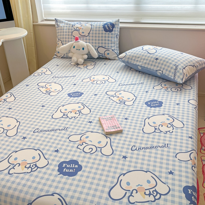 91家纺网 家纺一手货源 找家纺 金爱家 2024新款纯棉小版单品床笠 床笠款-甜甜玉桂狗