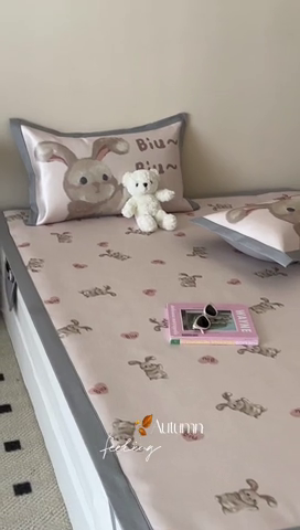 91家纺网 家纺一手货源 找家纺 圆岛 2024新款A类900D萌宠系列冰丝养生席 邦尼兔兔