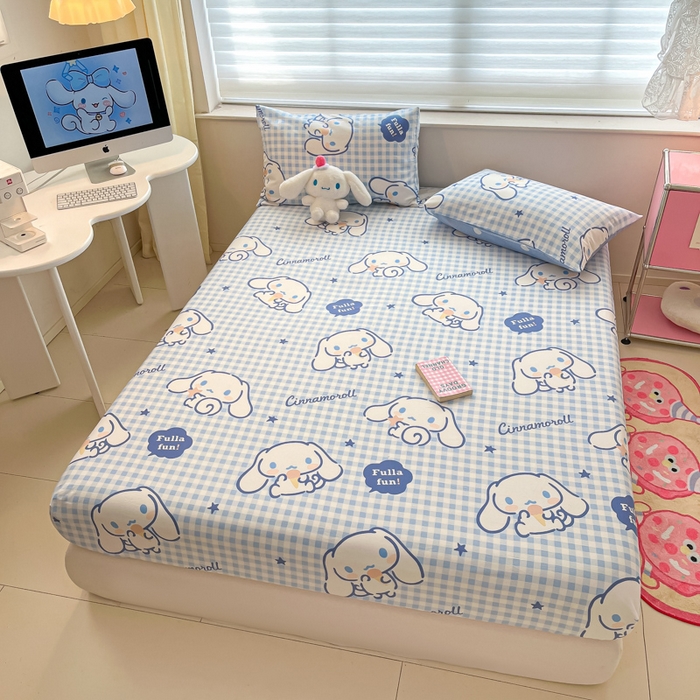 91家纺网 家纺一手货源 找家纺 金爱家 2024新款纯棉小版单品床笠 床笠款-甜甜玉桂狗