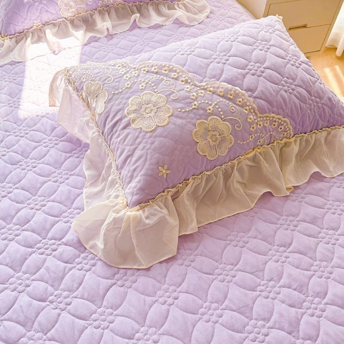 91家纺网 家纺一手货源 找家纺 罗艺轩 2024新款公主风水洗棉夹棉床裙款四件套-浪漫满屋床 浪漫满屋-茉莉紫