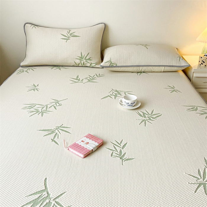 91家纺网 家纺一手货源 找家纺 吉象家纺 2024新款凉豆豆凉感软席凉席 竹叶白