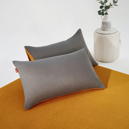 91家纺网 家纺一手货源 找家纺 （总）春皖家纺 2024新款全棉双层纱纯色双拼套件单品系列-枕套