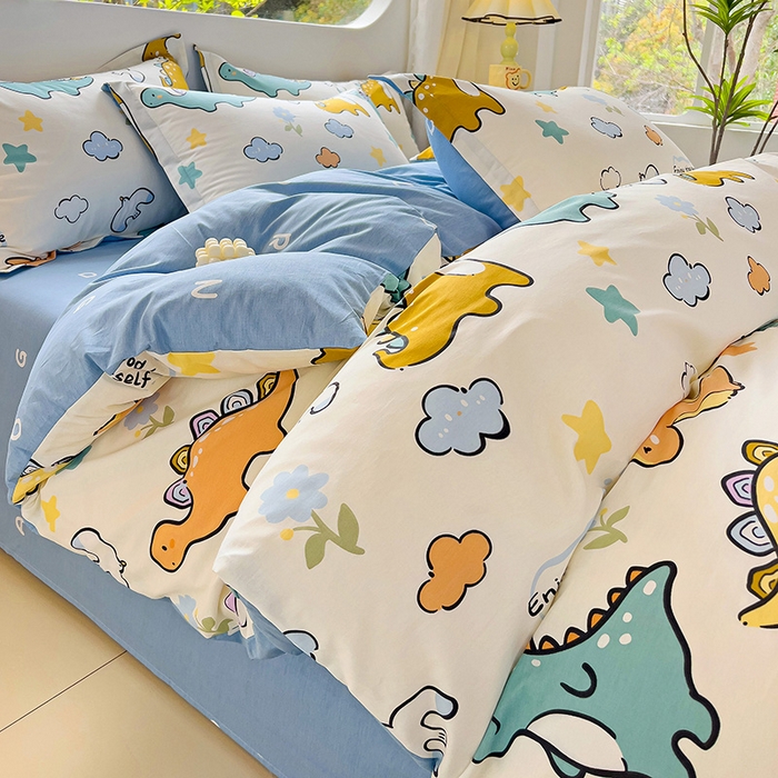 91家纺网 家纺一手货源 找家纺 暖芯优选 204新款直播爆款全棉-ins印花系列四件套纯棉三件套床单床笠 飞龙世纪