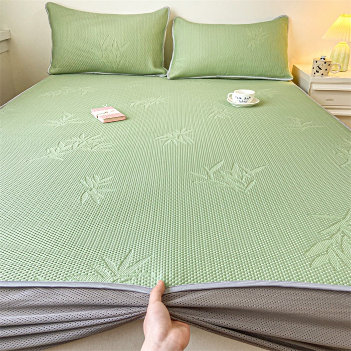 91家纺网 家纺一手货源 找家纺 吉象家纺 2024新款凉豆豆凉感软席凉席 竹叶绿