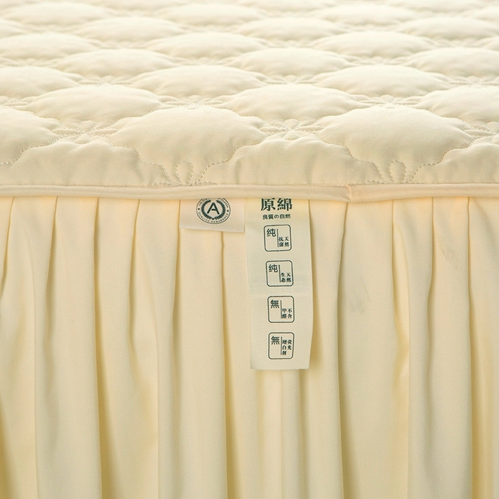 91家纺网 家纺一手货源 找家纺 忘忧草 2024新款亲肤磨毛夹棉床裙 佳人-浅米黄