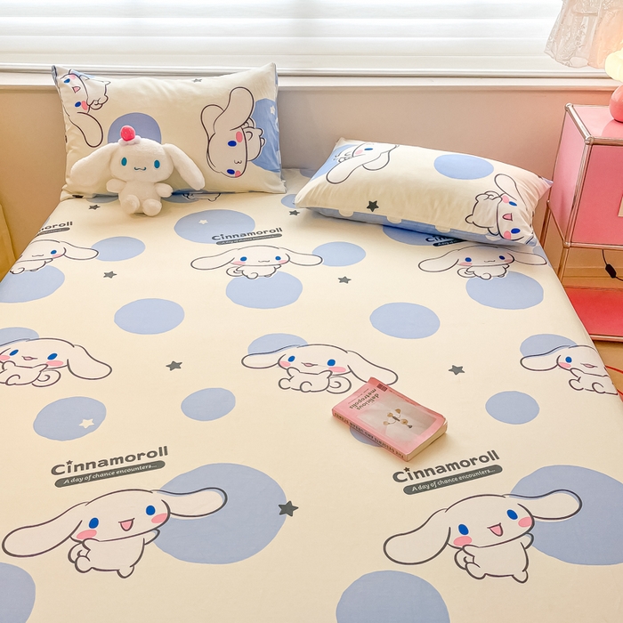 91家纺网 家纺一手货源 找家纺 金爱家 2024新款纯棉小版单品床笠 床笠款-波点玉桂狗