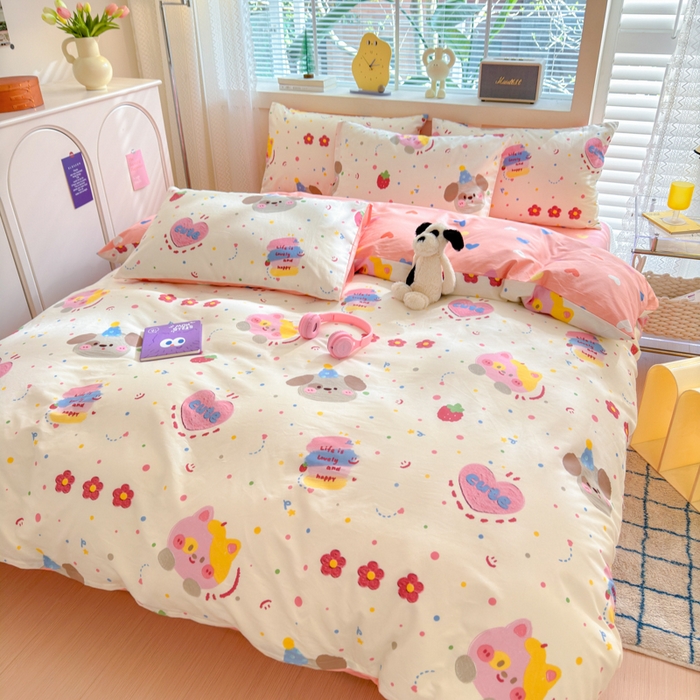 91家纺网 家纺一手货源 找家纺 清雅福 2024新款全棉13372小清新四件套和单品系列第四季 星空色彩