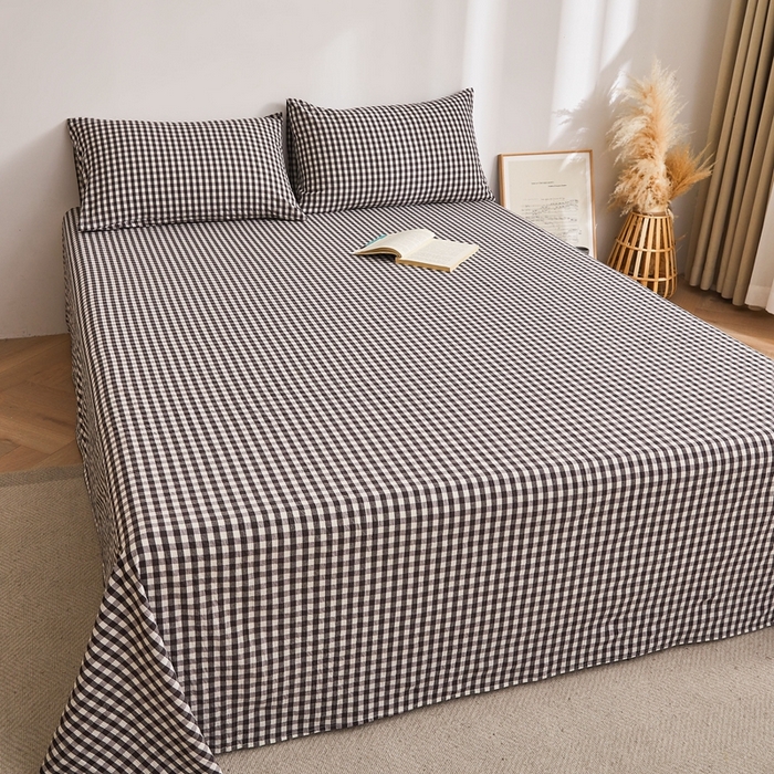 91家纺网 家纺一手货源 找家纺 雅萱家纺 2024新款雅萱-色织全棉水洗棉床单 床单-小黑格