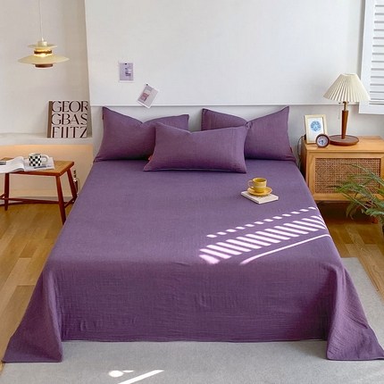 91家纺网 家纺一手货源 找家纺 （总）春皖家纺 2024新款全棉双层纱纯色双拼套件单品系列-床单款