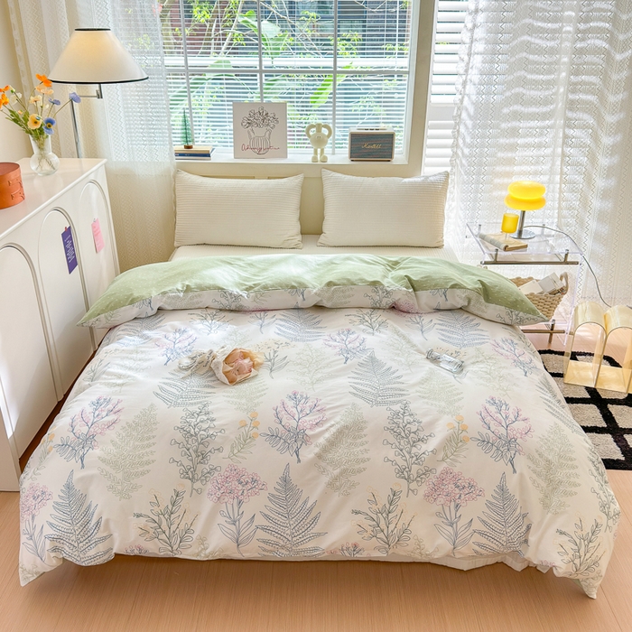 91家纺网 家纺一手货源 找家纺 清雅福 2024新款全棉13372小清新四件套和单品系列第四季 巴黎之恋