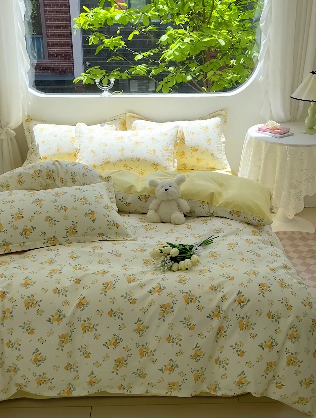 91家纺网 家纺一手货源 找家纺 暖芯优选 204新款直播爆款全棉-ins印花系列四件套纯棉三件套床单床笠 花间沐