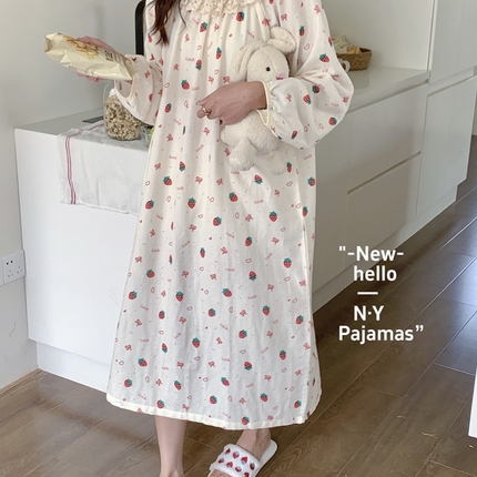 纽约生活 2024新款甜美清新睡裙•复古小花 草莓