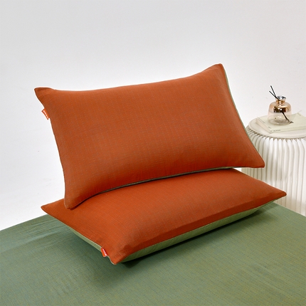 91家纺网 家纺一手货源 找家纺 （总）春皖家纺 2024新款全棉双层纱纯色双拼套件单品系列-枕套