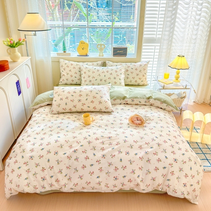 91家纺网 家纺一手货源 找家纺 （总）清雅福 2024新款全棉13372小清新四件套和单品系列第四季