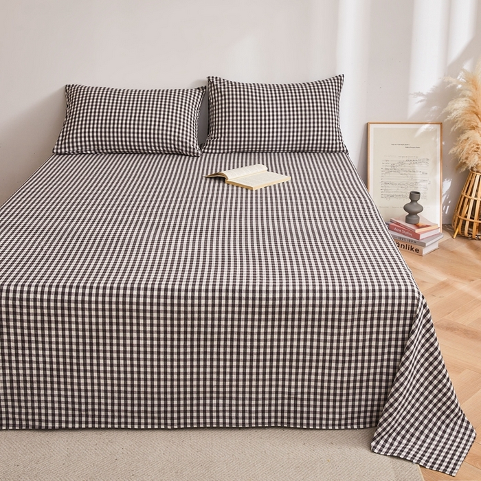 91家纺网 家纺一手货源 找家纺 雅萱家纺 2024新款雅萱-色织全棉水洗棉床单 床单-小黑格