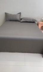 91家纺网 家纺一手货源 找家纺 七仙女家纺2025新款A类水洗真丝冰丝床单系列 梦幻家园-高级灰