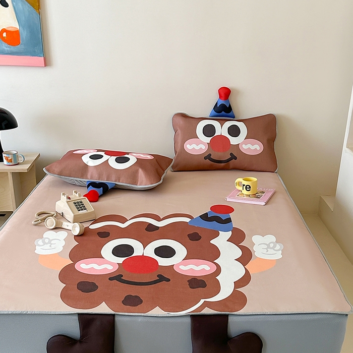 91家纺网 家纺一手货源 找家纺 昔可家纺 2024新款异形床笠款冰丝凉席 开心饼干