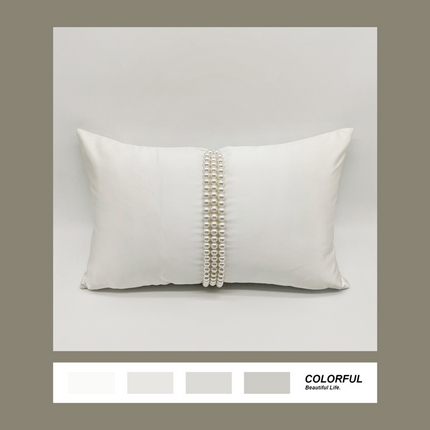 91家纺网 家纺一手货源 找家纺 澜屿 禅丝高精密大珍珠工艺小抱枕头枕芯腰靠枕 米白