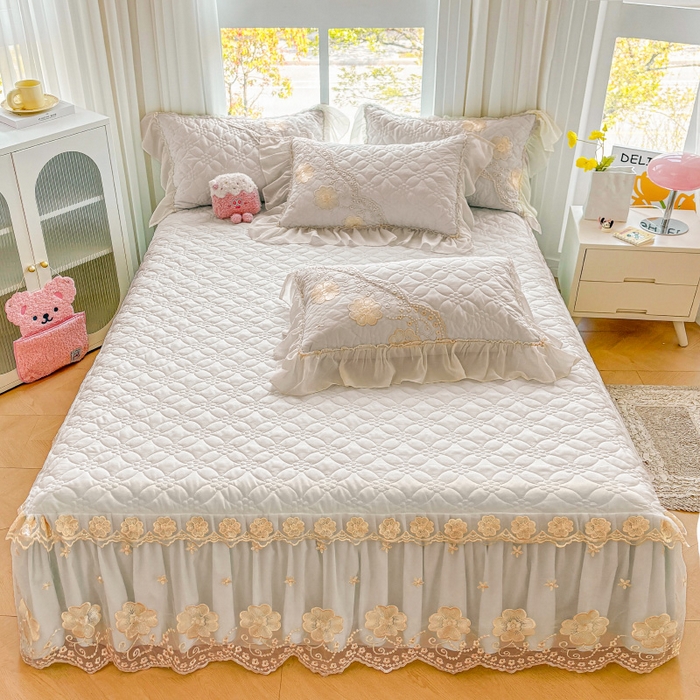 91家纺网 家纺一手货源 找家纺 罗艺轩 2024新款公主风水洗棉夹棉单床裙-浪漫满屋床 浪漫满屋-迷雾灰