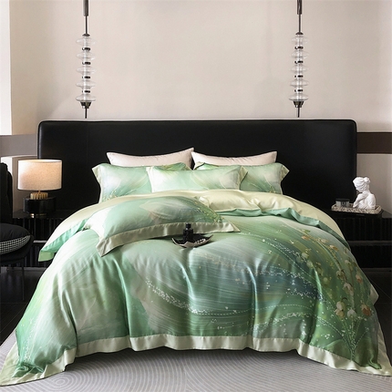 91家纺网 家纺一手货源 找家纺 佳汐蓝家纺 2024新款60支兰精天丝数码印花四件套 夏日蓉