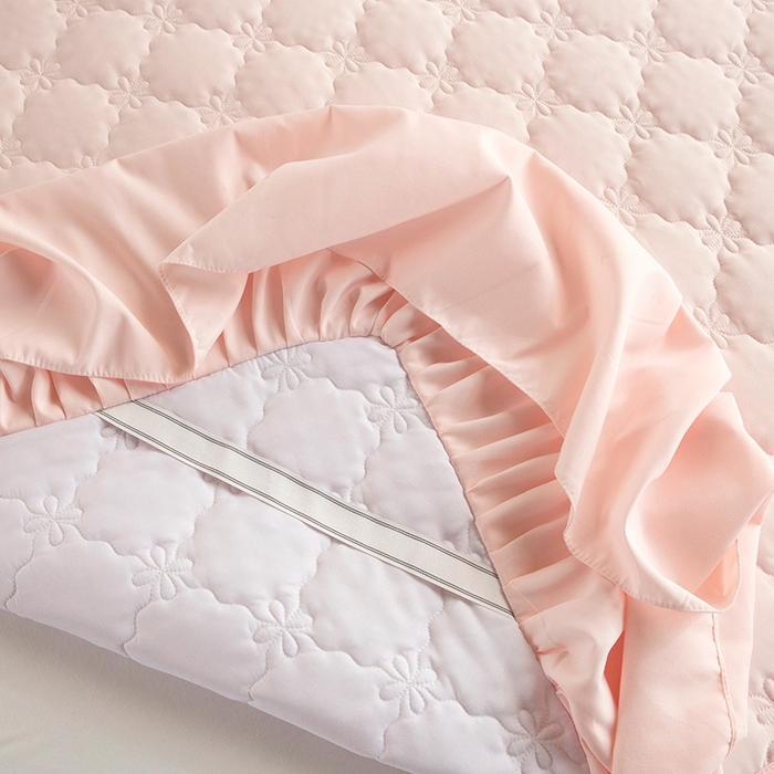 91家纺网 家纺一手货源 找家纺 忘忧草 2024新款亲肤磨毛夹棉床裙 佳人-丽人粉