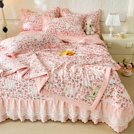 91家纺网 家纺一手货源 找家纺 （总）2025春夏A类母婴级泡泡纱床盖款夏被四件套泡泡棉小竺棉双层纱棉麻纯棉全棉夏被四件套纯棉全棉夏被四件套 