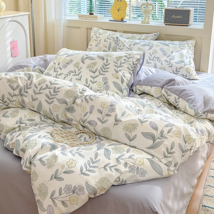 91家纺网 家纺一手货源 找家纺 清雅福 2024新款全棉13372小清新四件套和单品系列第四季 诗情画意