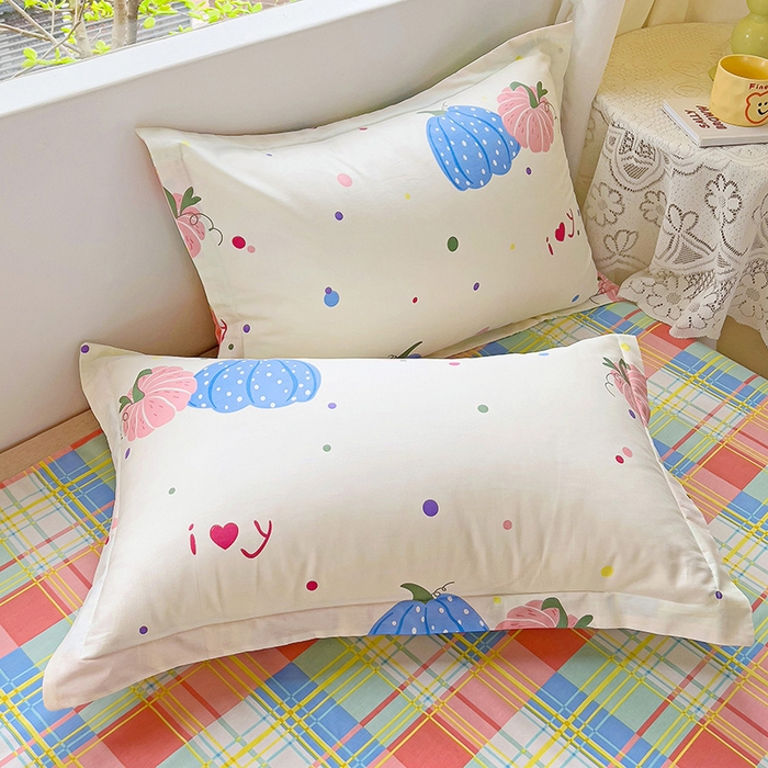 91家纺网 家纺一手货源 找家纺 暖芯优选 204新款直播爆款全棉-ins印花系列四件套纯棉三件套床单床笠 奶油南瓜