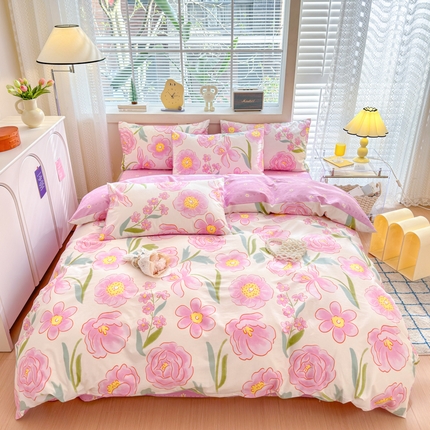 91家纺网 家纺一手货源 找家纺 （总）清雅福 2024新款全棉13372小清新四件套和单品系列第四季