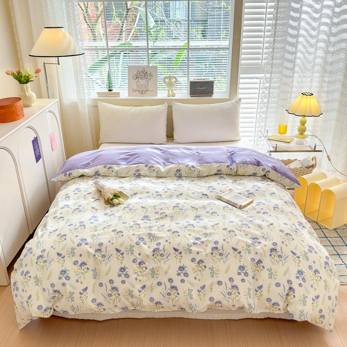 91家纺网 家纺一手货源 找家纺 清雅福 2024新款全棉13372小清新四件套和单品系列第四季 苍蓝雨林