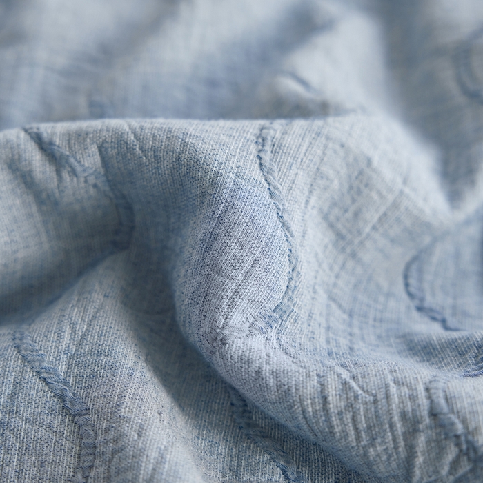 91家纺网 家纺一手货源 找家纺 （总）安莱生活 2024色新款织双层纱提花波浪三系列夏被及夏被四件套--竖纹波浪