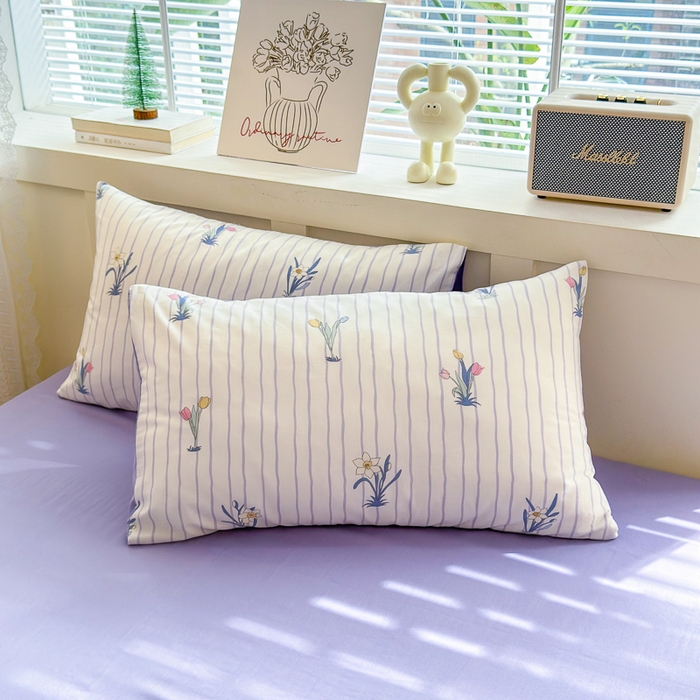 91家纺网 家纺一手货源 找家纺 清雅福 2024新款全棉13372小清新四件套和单品系列第四季 拾秋