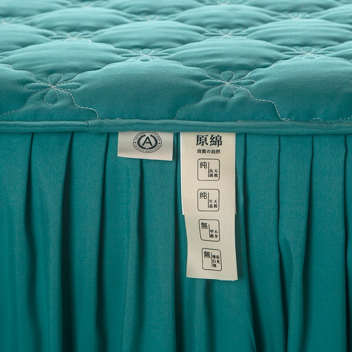 91家纺网 家纺一手货源 找家纺 忘忧草 2024新款亲肤磨毛夹棉床裙 佳人-祖母绿