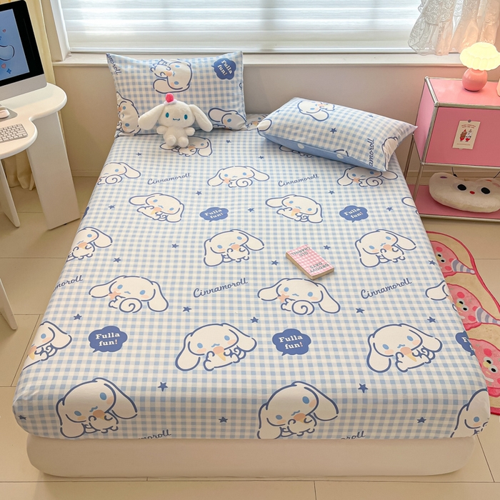 91家纺网 家纺一手货源 找家纺 金爱家 2024新款纯棉小版单品床笠 床笠款-甜甜玉桂狗