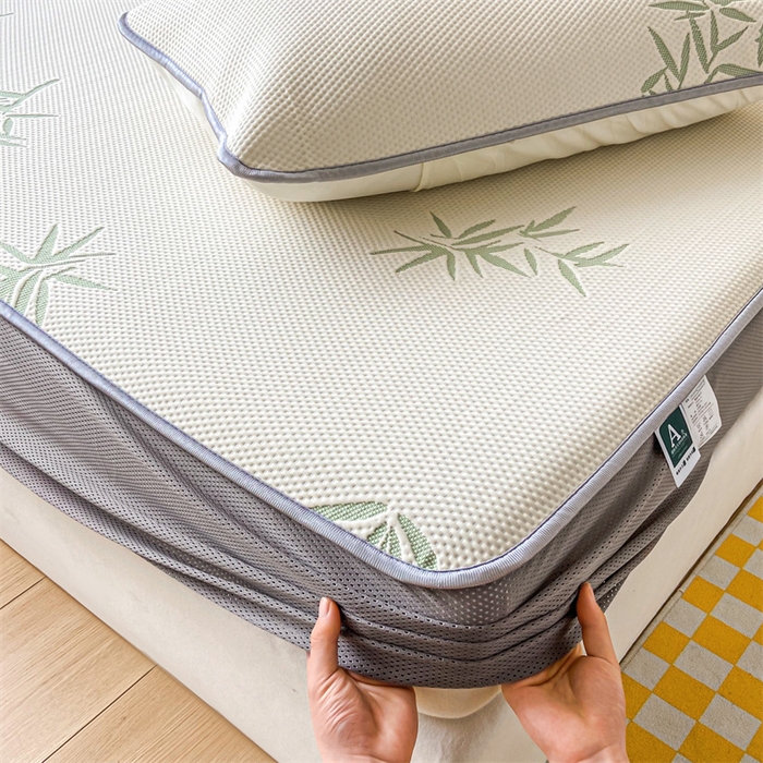 91家纺网 家纺一手货源 找家纺 吉象家纺 2024新款凉豆豆凉感软席凉席 竹叶白