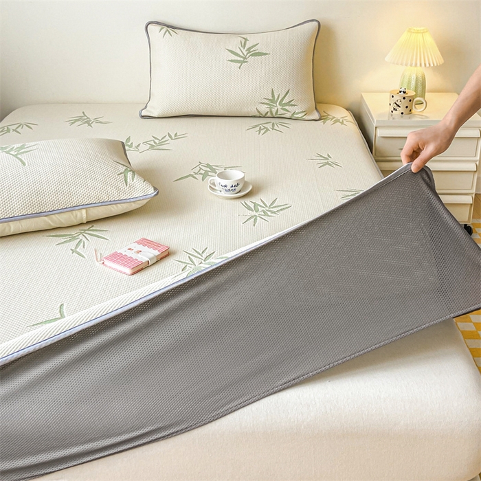 91家纺网 家纺一手货源 找家纺 吉象家纺 2024新款凉豆豆凉感软席凉席 竹叶白