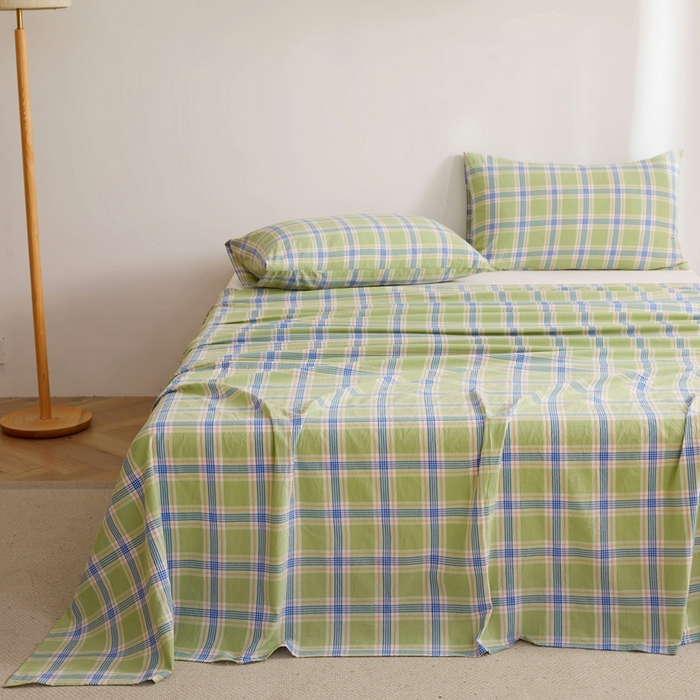 91家纺网 家纺一手货源 找家纺 雅萱家纺 2024新款雅萱-色织全棉水洗棉床单 床单-山野间