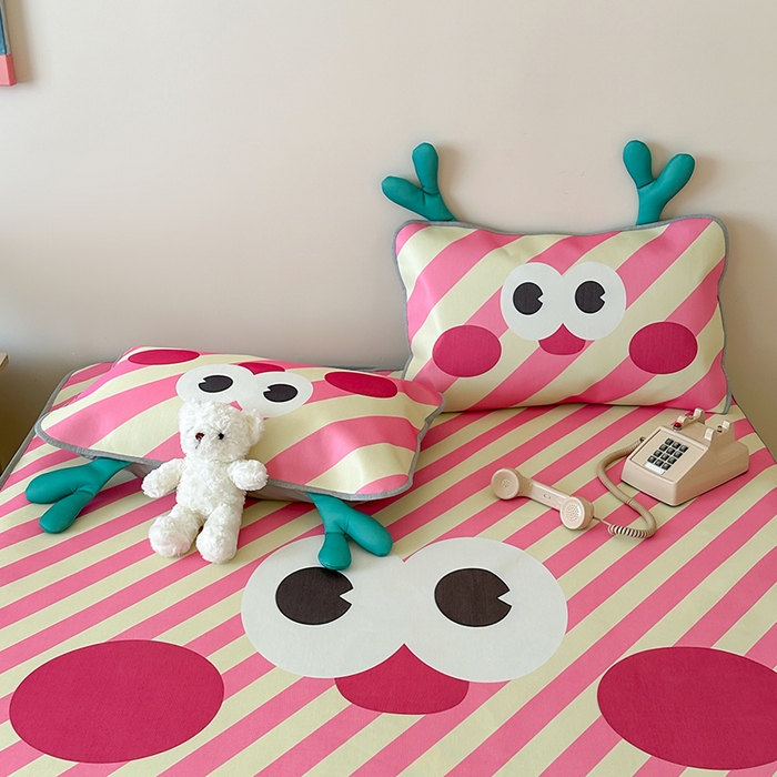 91家纺网 家纺一手货源 找家纺 昔可家纺 2024新款异形床笠款冰丝凉席 多巴胺鹿角