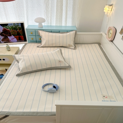 昔可家纺 2024新款印花绣花冰丝席平席款 开心蝴蝶结狗