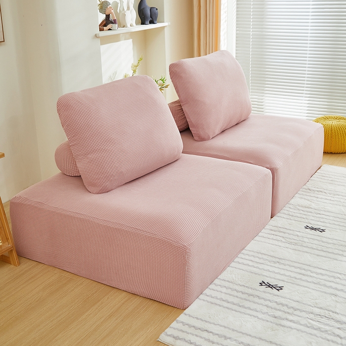 91家纺网 家纺一手货源 找家纺 丝绮鹿 2024新款模块方块沙发套系列-玉米粒系列 暗粉