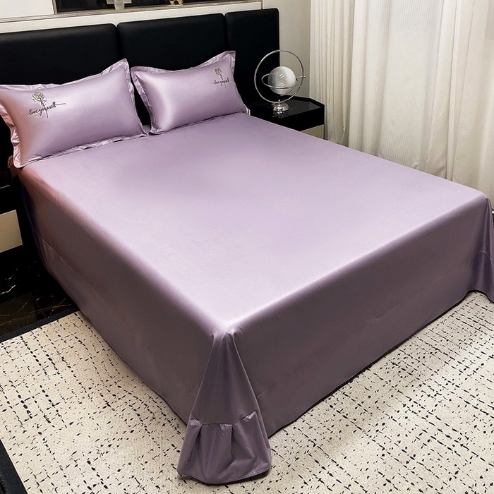 91家纺网 家纺一手货源 找家纺 宜家坊 2024春夏新品水洗天丝棉轻奢刺绣四件套水洗真丝冰丝-芸伊 紫