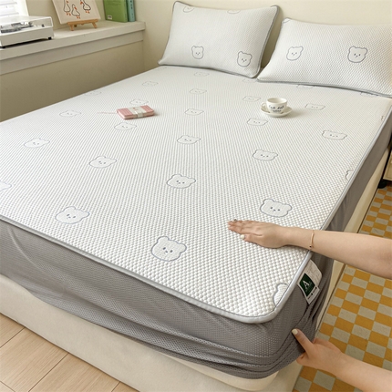 吉象家纺 2024新款凉豆豆凉感软席凉席 白底小蓝熊