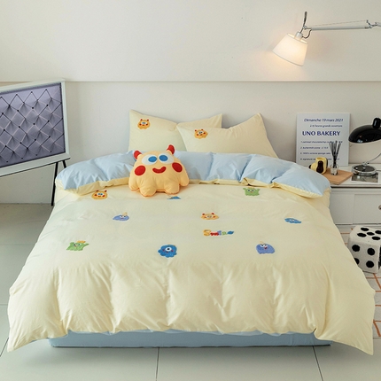 倾慕家纺 2024倾慕INS风毛巾绣纯棉系列 单被套 毛巾绣-小怪兽