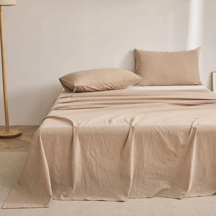 91家纺网 家纺一手货源 找家纺 雅萱家纺 2024新款雅萱-色织全棉水洗棉床单 床单-暖阳咖