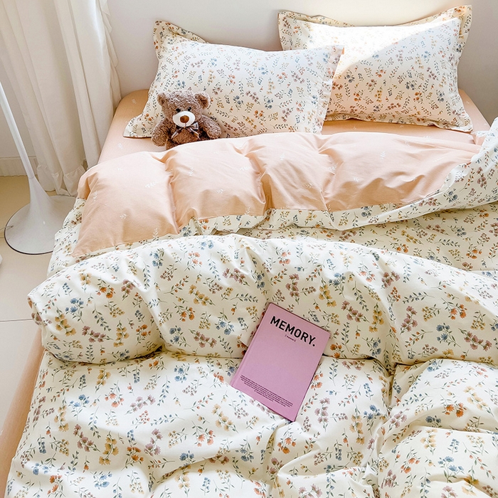 91家纺网 家纺一手货源 找家纺 暖芯优选 204新款直播爆款全棉-ins印花系列四件套纯棉三件套床单床笠 茶艺